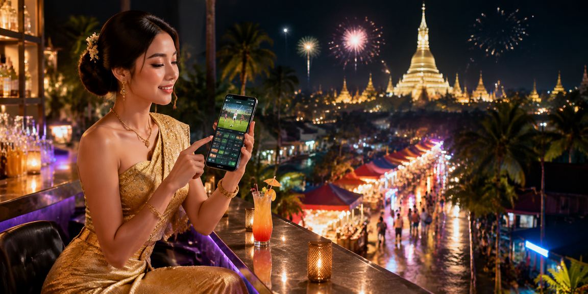 ရန်ကုန်ရှိ ရွှေတိဂုံဘုရားနားတွင် ဘောလုံး လောင်းကစားနေသော မြင်ကွင်း